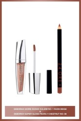 08 Super Gloss + Deborah 24 Ore Dudak Kalemi No 1 Nude Beıge - 1