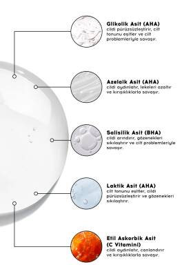 Aha Bha C Vitamini Tonik Gözenek Sıkılaştırıcı Glikolik Asit Salisilik Asit Tüm Cilt Tipleri - 3