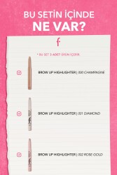 Aydınlatıcı Kaş Kalemi Brow Up 3lü Set- Diamond Champagne Rose Gold - 2