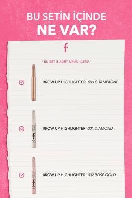 Aydınlatıcı Kaş Kalemi Brow Up 3lü Set- Diamond Champagne Rose Gold - 2