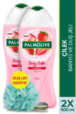 Body Butter Çilek Rüyası Banyo ve Duş Jeli 500 ml x 2 Adet + Duş Lifi Hediye - 1