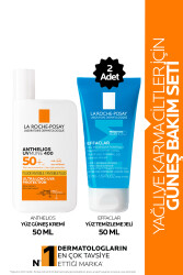 Güneş Kremi İçeren Cilt Bakım Seti Effaclar Yüz Temizleme Jeli 50mlx2 & Anthelios Güneş Kremi 50ml - 1