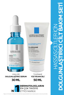 Hassas Ciltler Için Dolgunlaştırıcı Cilt Bakım SetiHyalu B5 Serum 30ML&Toleriene Yıkama Jeli 50ML - 1