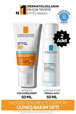 Hassas ve Kuru Ciltler İçin Cilt Bakım Seti Anthelios Yüz Güneş Kremi SPF50+ 50ml & Termal Su 50ml - 1