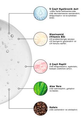 Hyaluronik Asit Peptit Serum Nemlendirici Aydınlatıcı Kafein Niacinamide Tüm Cilt Tipleri - 3