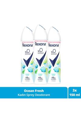 Kadın Sprey Deodorant Ocean Fresh %0 Alüminyum 48 Saat Ter Kokusuna Karşı Koruma 150 Ml X3 - 1