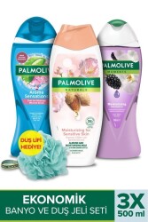Massage 500 ml+ Palmolive Natural Almond + PO Moments 500 ml + Duş Lifi - 1