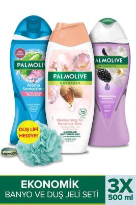 Massage 500 ml+ Palmolive Natural Almond + PO Moments 500 ml + Duş Lifi - 1