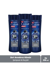 Men 3 In 1 Şampuan & Duş Jeli Arındırıcı Kömür Saç Yüz Vücut Için 350 ml X3 - 1
