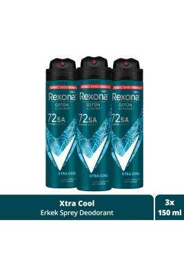 Men Erkek Sprey Deodorant Xtra Cool 72 Saat Kesintisiz Üstün Koruma 150 ml X3 - 939