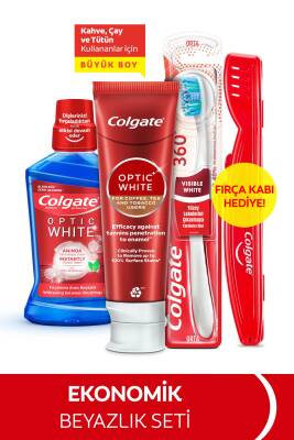 Optic White Kahve, Çay Kullananlar Diş Macunu 125ml, Orta Diş Fırçası, Ağız Bakım Suyu 250ml - 1