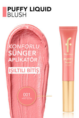 Puffy Nemlendirici Etkili&Parlak Bitişli Sünger Aplikatörlü Likit Allık-002Peachy Glow-8682536093880 - 491