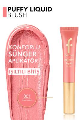 Puffy Nemlendirici Etkili&Parlak Bitişli Sünger Aplikatörlü Likit Allık-002Peachy Glow-8682536093880 - 4
