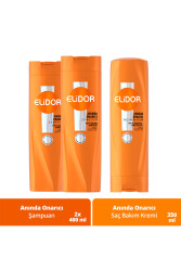 Saç Bakım Şampuanı Anında Onarıcı 400 ml X2 Bakım Kremi 350 ml - 1