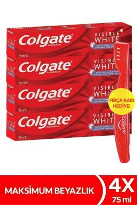 Visible White Maksimum Beyazlık Beyazlatıcı Diş Macunu 75 ml X4 Adet - Diş Fırça Kabı Hediye - 1